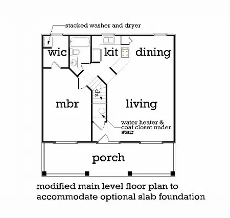 main level floor plan with slab